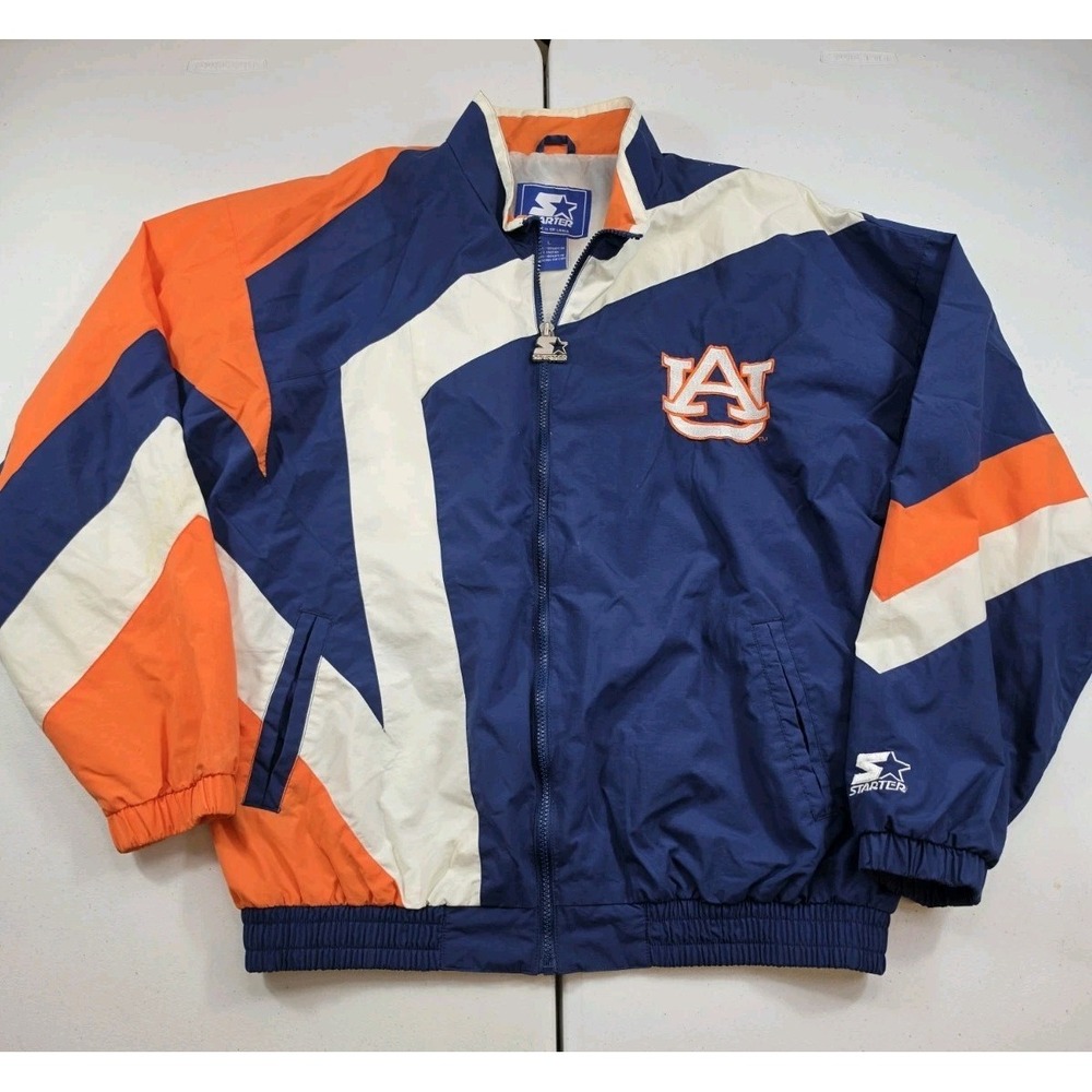 Vintage 90s Auburn University Tigers Starter Windbreaker Jacket Mens L Blue
